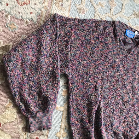 SOLD: Pendleton Sweater Textured Multicolor Made In USA 100% Cotton Womens L - Picture 6 of 14